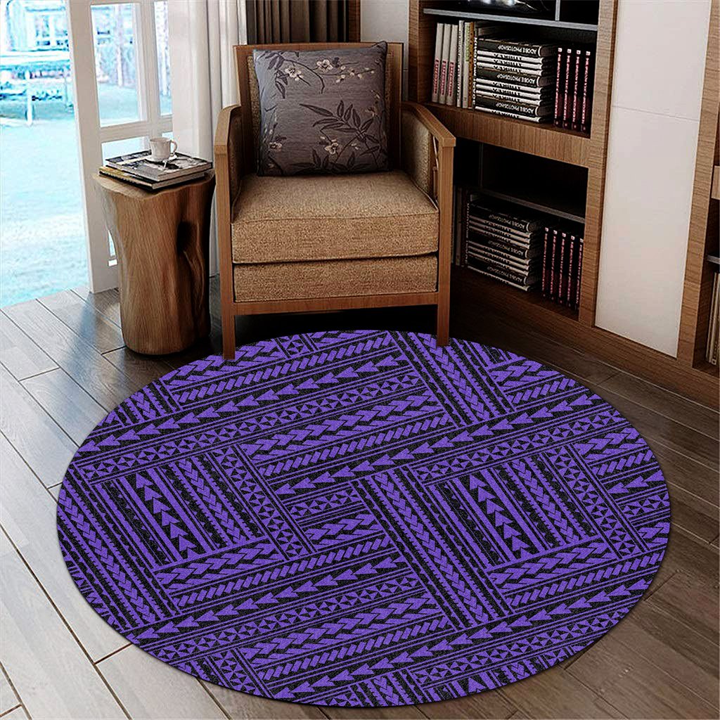 Hawaii Polynesian Nation Violet Round Carpet - AH Round Carpet Luxurious Plush - Polynesian Pride