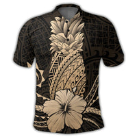 Hawaii Polynesian Pineapple Hibiscus Polo Shirt Gold - Polynesian Pride