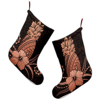Hawaii Polynesian Pineapple Hibiscus Christmas Stocking - Orange - AH - Polynesian Pride