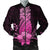 Hawaii Polynesian Pineapple Hibiscus Bomber Jacket - Pink - AH Black Unisex - Polynesian Pride