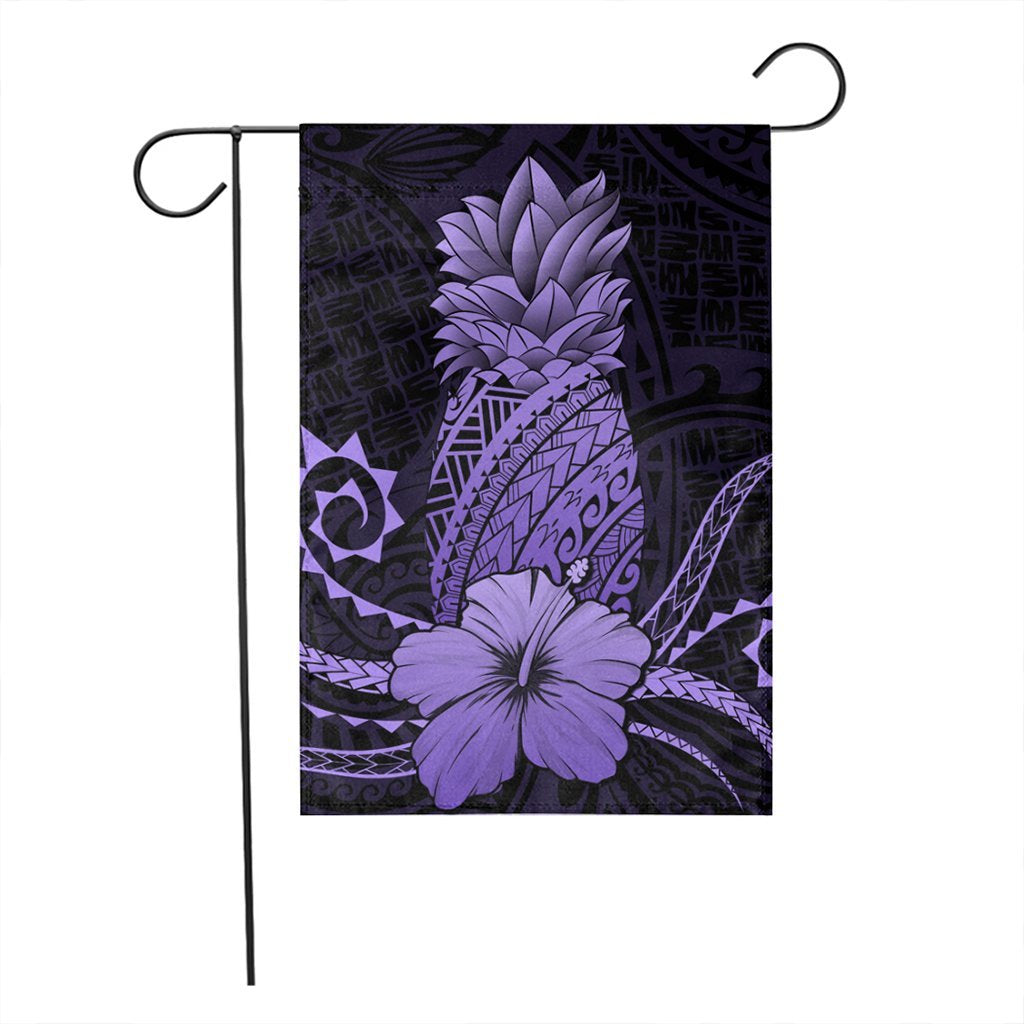 Hawaii Polynesian Pineapple Hibiscus Flag - Purple - AH - Polynesian Pride