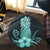 Hawaii Polynesian Pineapple Hibiscus Round Carpet - Turquoise - AH - Polynesian Pride