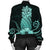 Hawaii Polynesian Pineapple Hibiscus Bomber Jacket - Turquoise - AH - Polynesian Pride