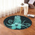 Hawaii Polynesian Pineapple Hibiscus Round Carpet - Turquoise - AH - Polynesian Pride