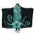 Hawaii Polynesian Pineapple Hibiscus Hooded Blanket - Turquoise - AH Hooded Blanket White - Polynesian Pride