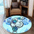 Hawaii Polynesian Plumeria Hibiscus Turtle Round Carpet - AH - Jack Style - Blue - Polynesian Pride