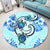 Hawaii Polynesian Plumeria Hibiscus Turtle Round Carpet - AH - Jack Style - Blue - Polynesian Pride