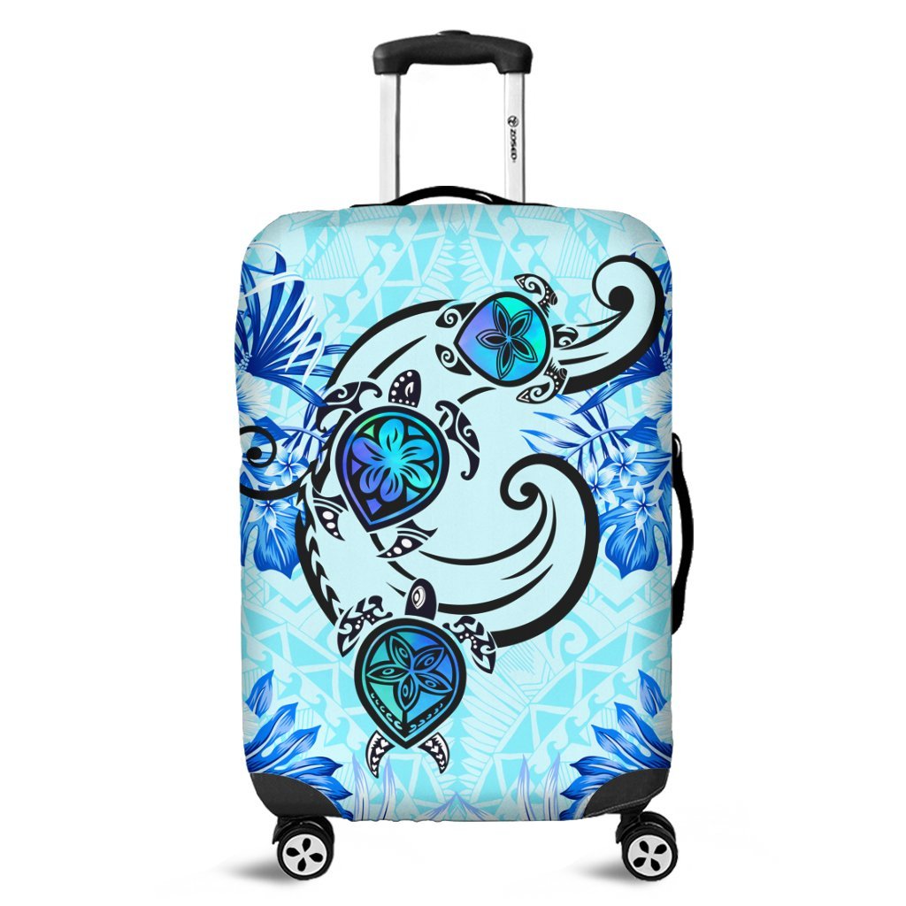 Hawaii Polynesian Plumeria Hibiscus Turtle Luggage Covers - AH - Jack Style - Blue Black - Polynesian Pride