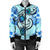 Hawaii Polynesian Plumeria Hibiscus Turtle Bomber Jacket - AH - Jack Style - Blue - Polynesian Pride