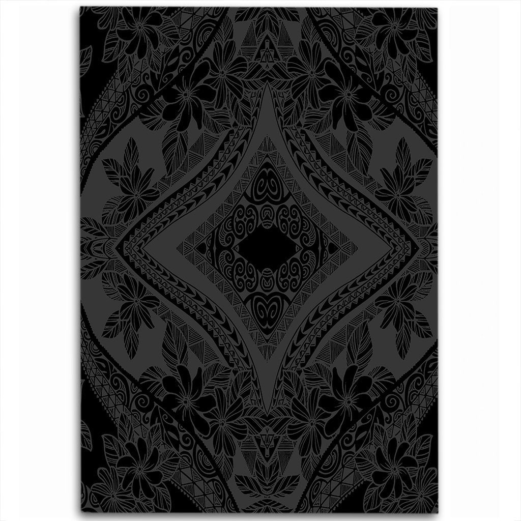 Hawaii Polynesian Plumeria Mix Gray Black Area Rug - AH Luxurious - Polynesian Pride