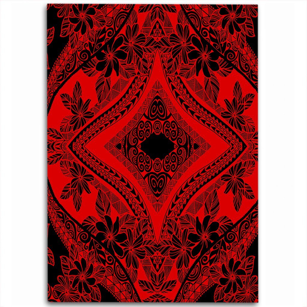 Hawaii Polynesian Plumeria Mix Red Black Area Rug - AH Luxurious - Polynesian Pride