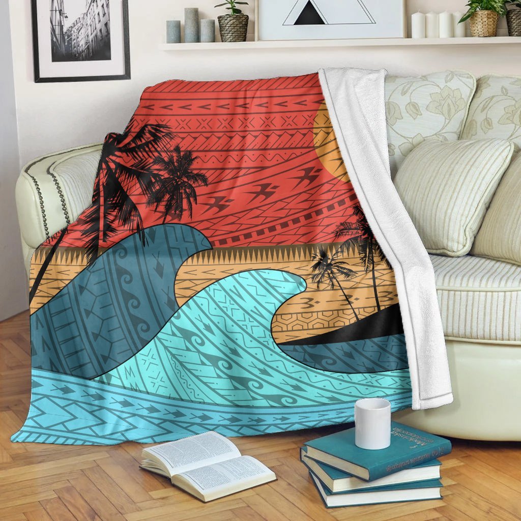 Hawaii Polynesian Sun Down Premium Blankets - AH White - Polynesian Pride