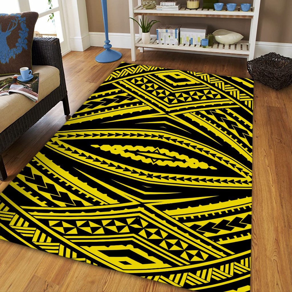 Hawaii Polynesian Tatau Yellow Area Rug - AH - Polynesian Pride