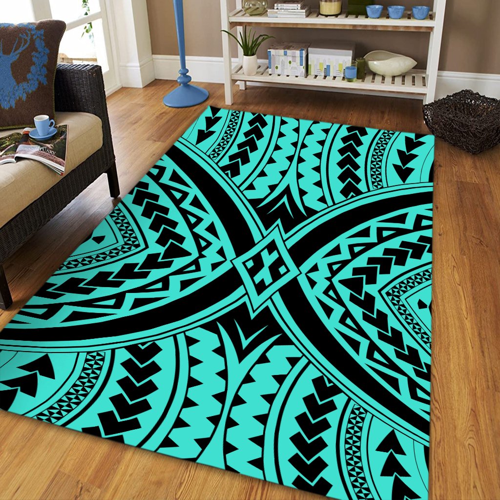 Hawaii Polynesian Tradition Turquoise Area Rug - AH - Polynesian Pride