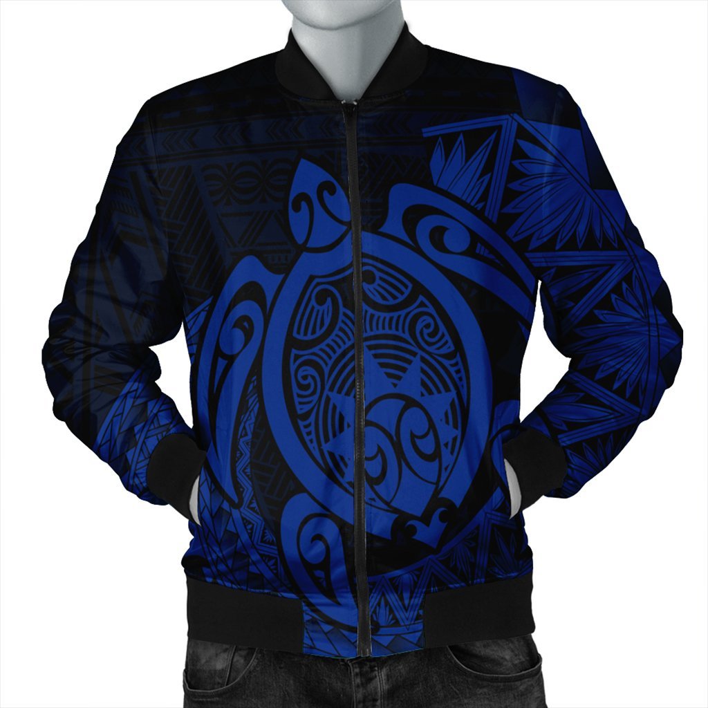 Hawaii Polynesian Turtle Bomber Jacket - Blue - AH Black Unisex - Polynesian Pride