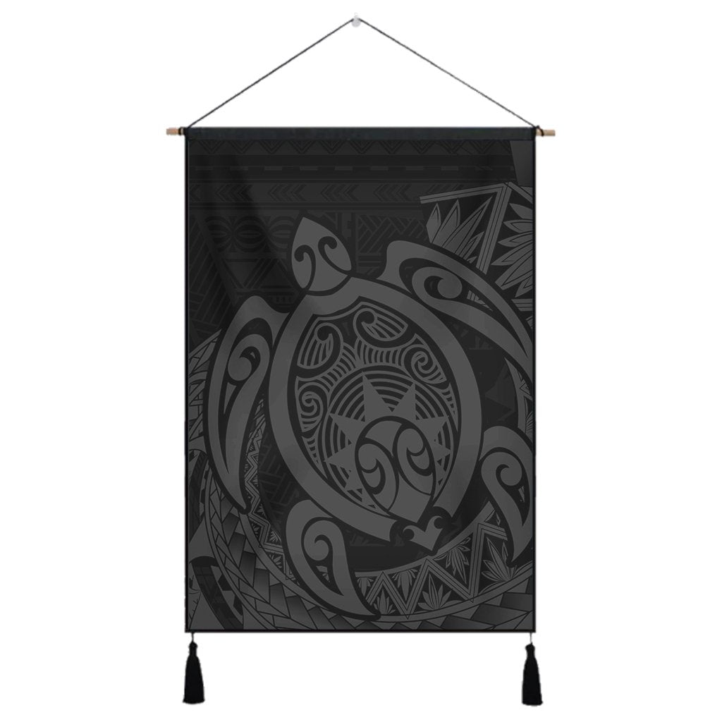Hawaii Polynesian Turtle Hanging Poster - Gray - AH Hanging Poster Cotton And Linen - Polynesian Pride