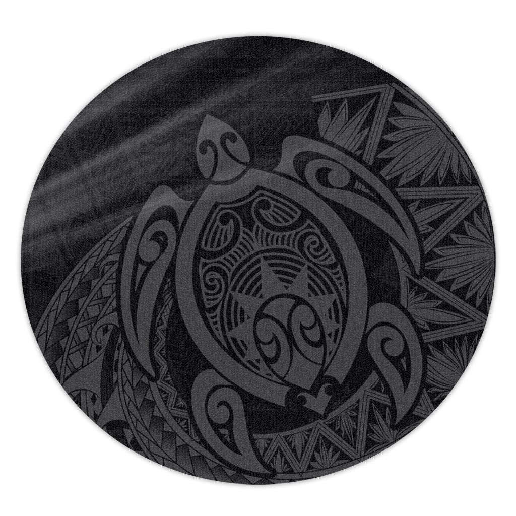 Hawaii Polynesian Turtle Round Carpet - Gray - AH Round Carpet Luxurious Plush - Polynesian Pride