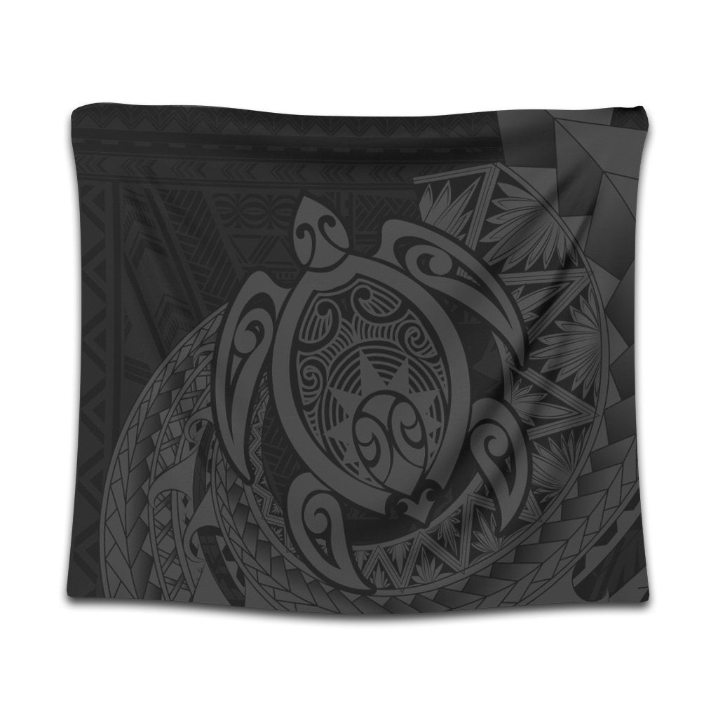 Hawaii Polynesian Turtle Tapestry - Gray - AH Wall Tapestry Black - Polynesian Pride