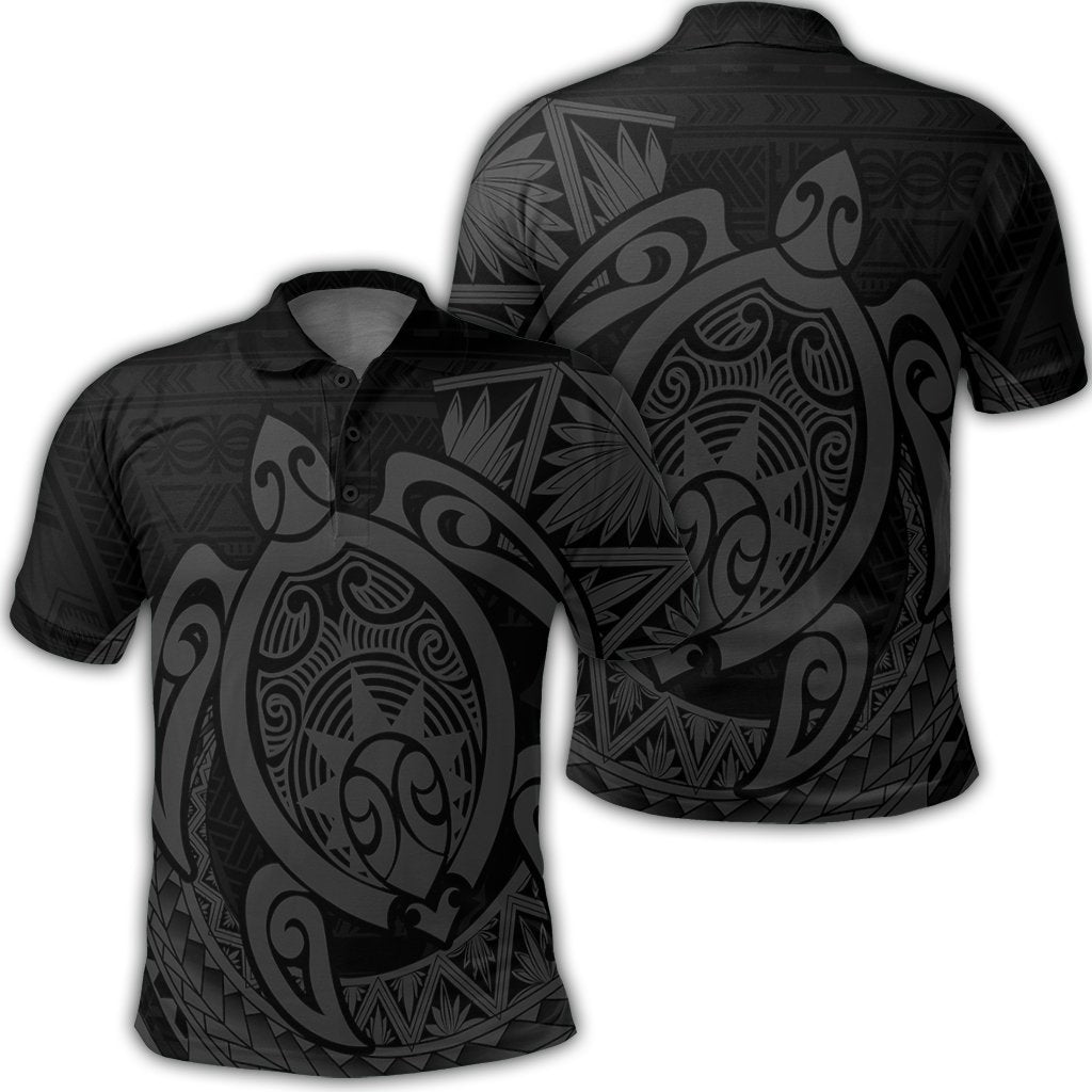 Hawaii Polynesian Turtle Polo Shirt Gray Unisex Black - Polynesian Pride