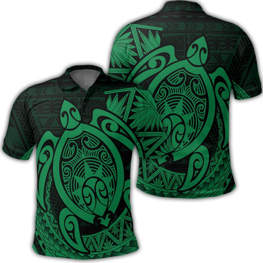 Hawaii Polynesian Turtle Polo Shirt Green Unisex Black - Polynesian Pride