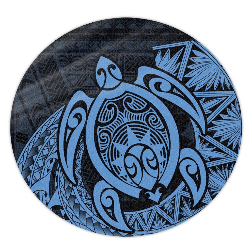 Hawaii Polynesian Turtle Round Carpet - Pastel - AH Round Carpet Luxurious Plush - Polynesian Pride