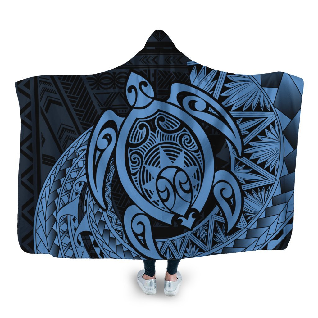 Hawaii Polynesian Turtle Hooded Blanket - Pastel - AH Hooded Blanket White - Polynesian Pride