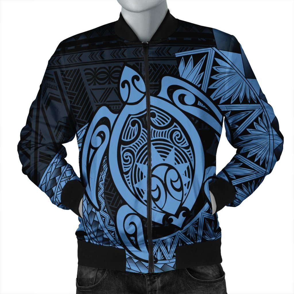 Hawaii Polynesian Turtle Bomber Jacket - Pastel - AH Black Unisex - Polynesian Pride