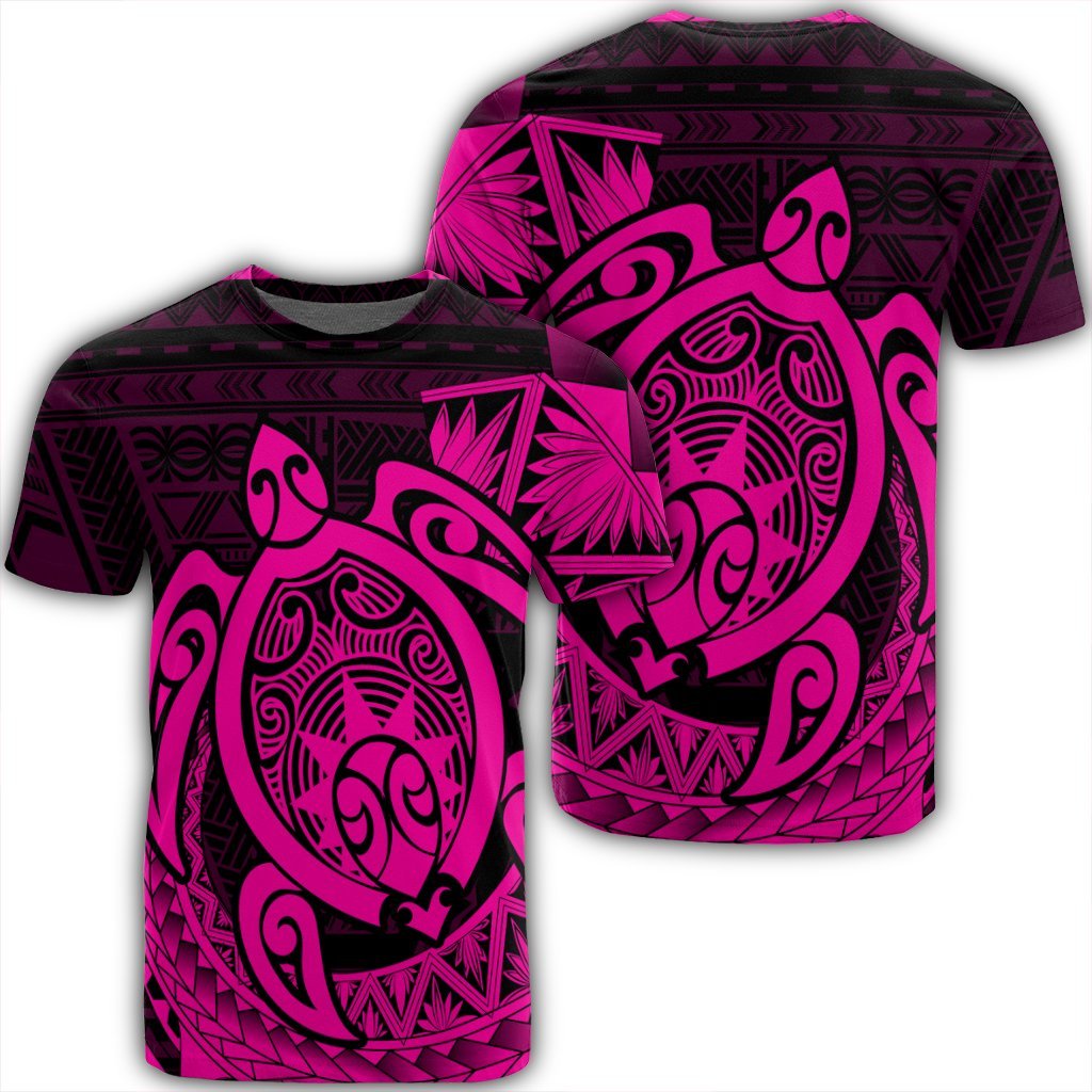 Hawaii Polynesian Turtle T Shirt Pink Unisex Black - Polynesian Pride