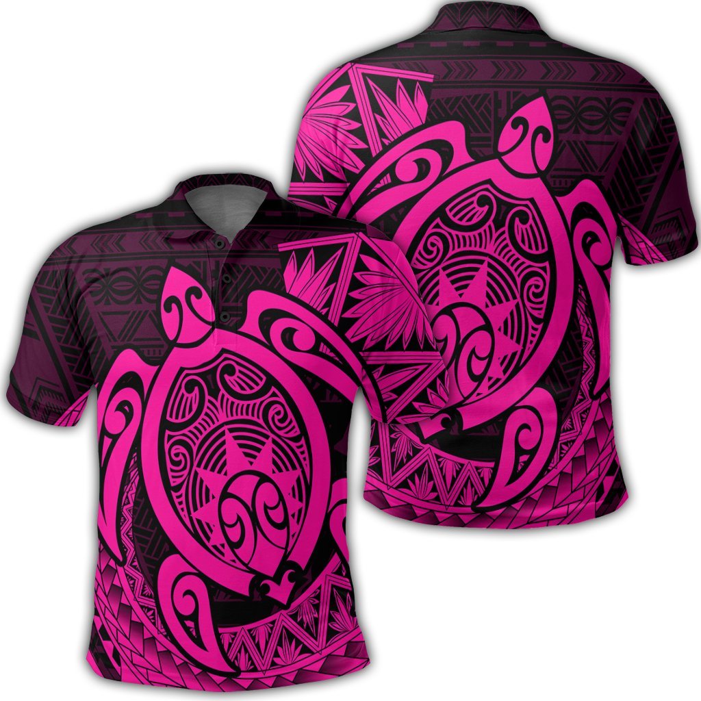 Hawaii Polynesian Turtle Polo Shirt Pink Unisex Black - Polynesian Pride