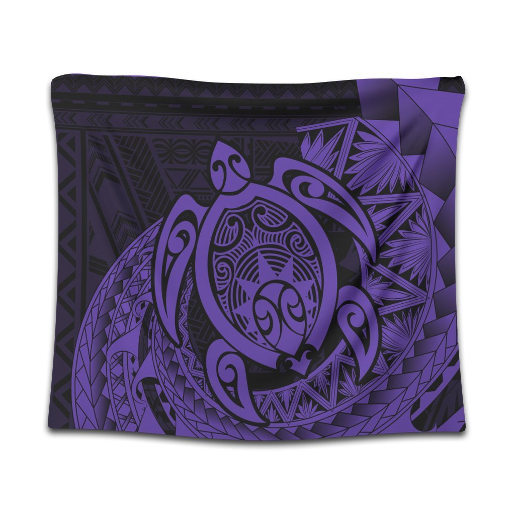 Hawaii Polynesian Turtle Tapestry - Purple - AH Wall Tapestry Black - Polynesian Pride