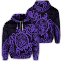 Hawaii Polynesian Turtle Zip Hoodie Purple Unisex Art - Polynesian Pride
