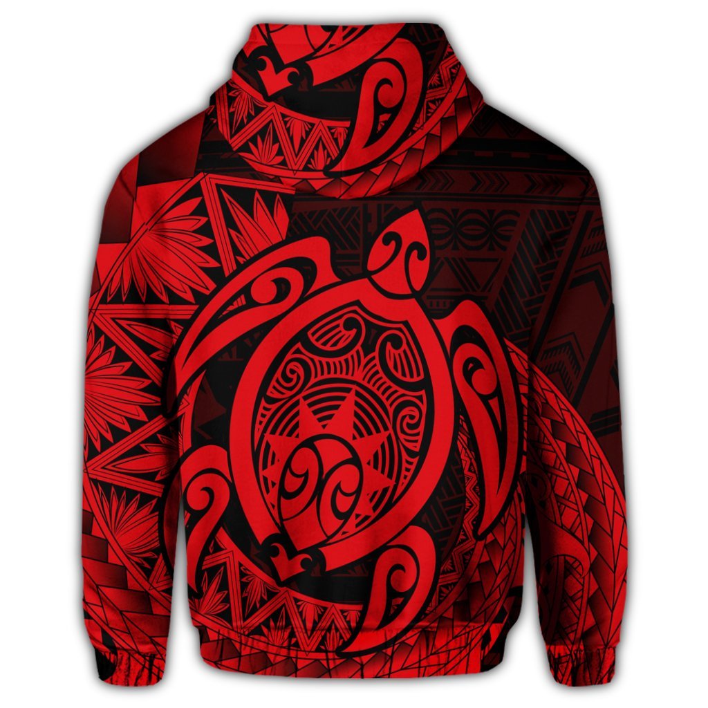 Hawaii Polynesian Turtle Zip Hoodie Red - Polynesian Pride