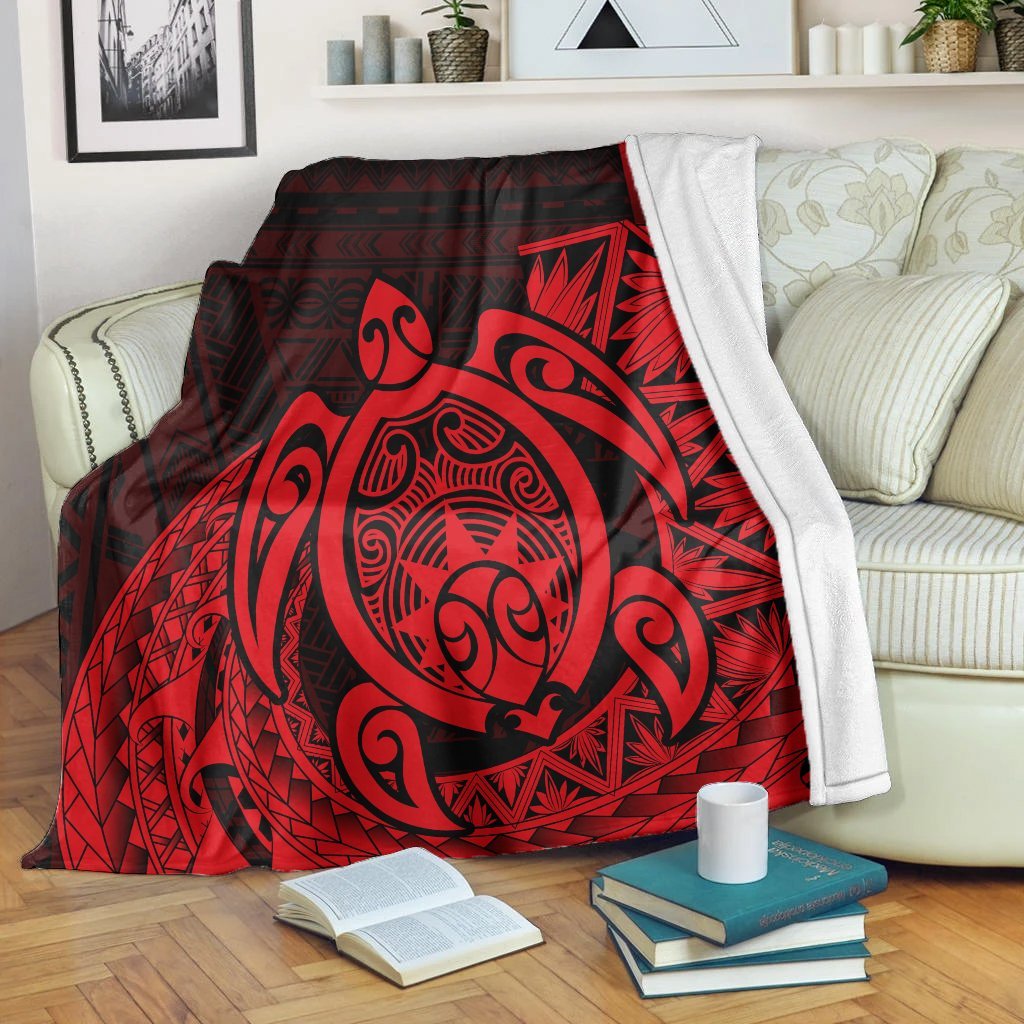 Hawaii Polynesian Turtle Premium Blankets - Red - AH White - Polynesian Pride