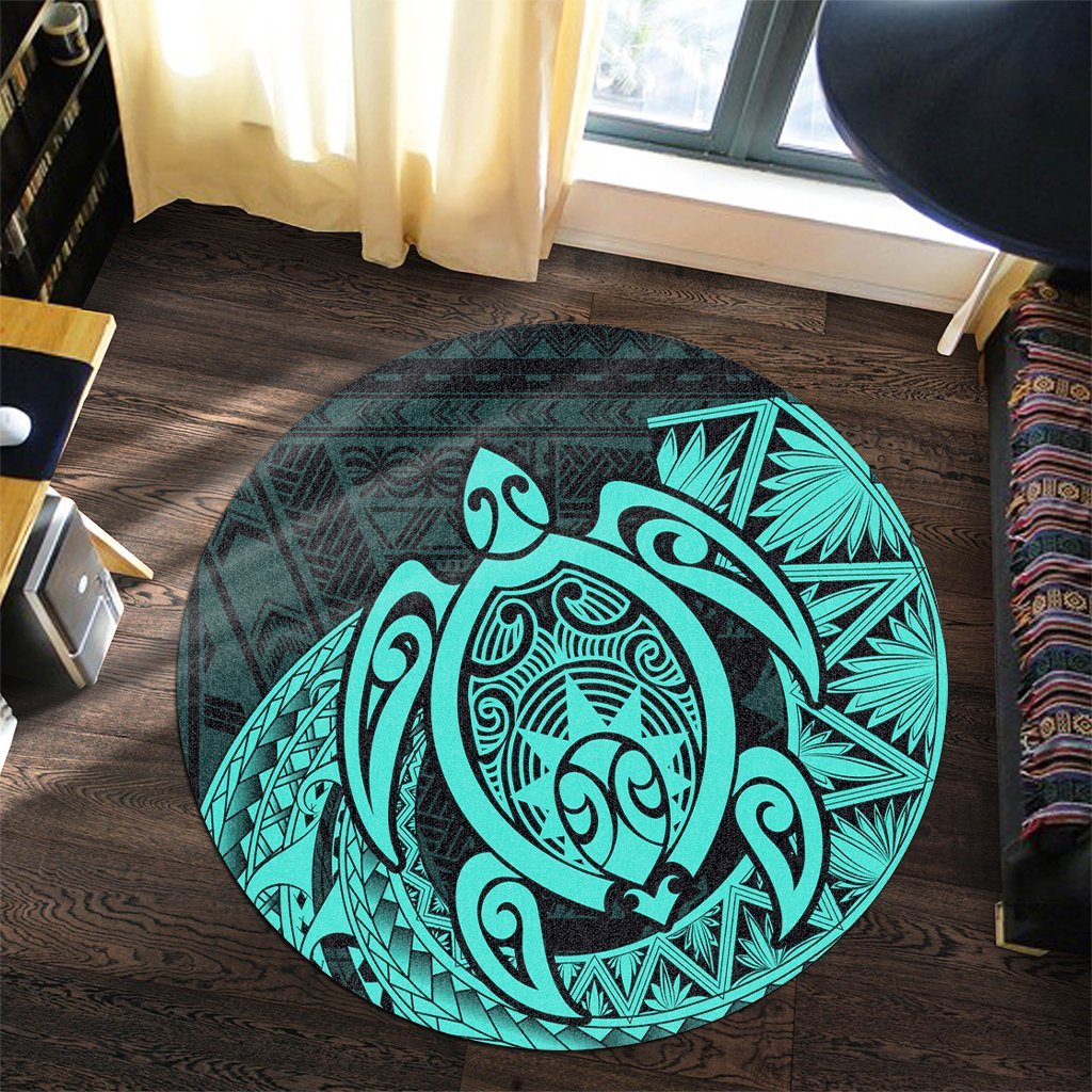 Hawaii Polynesian Turtle Round Carpet - Turquoise - AH - Polynesian Pride