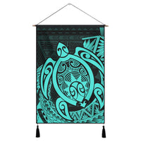 Hawaii Polynesian Turtle Hanging Poster - Turquoise - AH Hanging Poster Cotton And Linen - Polynesian Pride