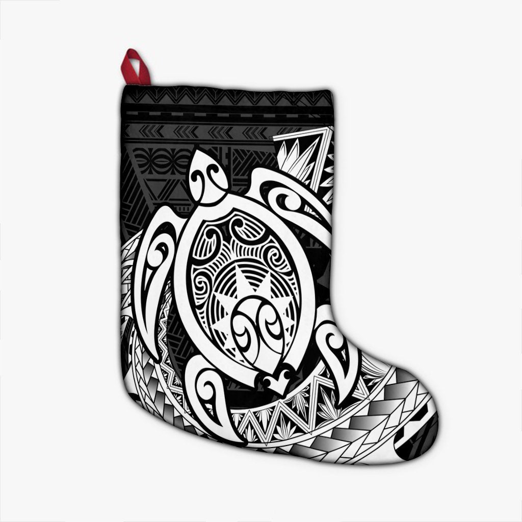 Hawaii Polynesian Turtle Christmas Stocking - White - AH Christmas Stocking 26 X 42 cm Black - Polynesian Pride