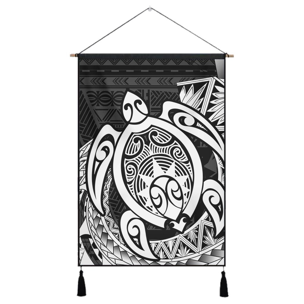Hawaii Polynesian Turtle Hanging Poster - White - AH Hanging Poster Cotton And Linen - Polynesian Pride