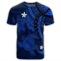 Hawaii Polynesian Turtle Hibiscus T Shirt Blue - Polynesian Pride