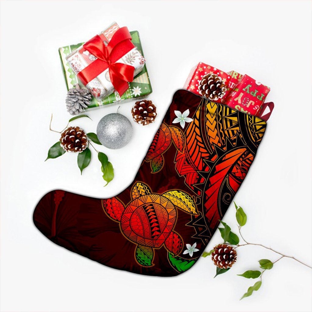 Hawaii Polynesian Turtle Hibiscus Christmas Stocking - Color Flag - AH - Polynesian Pride