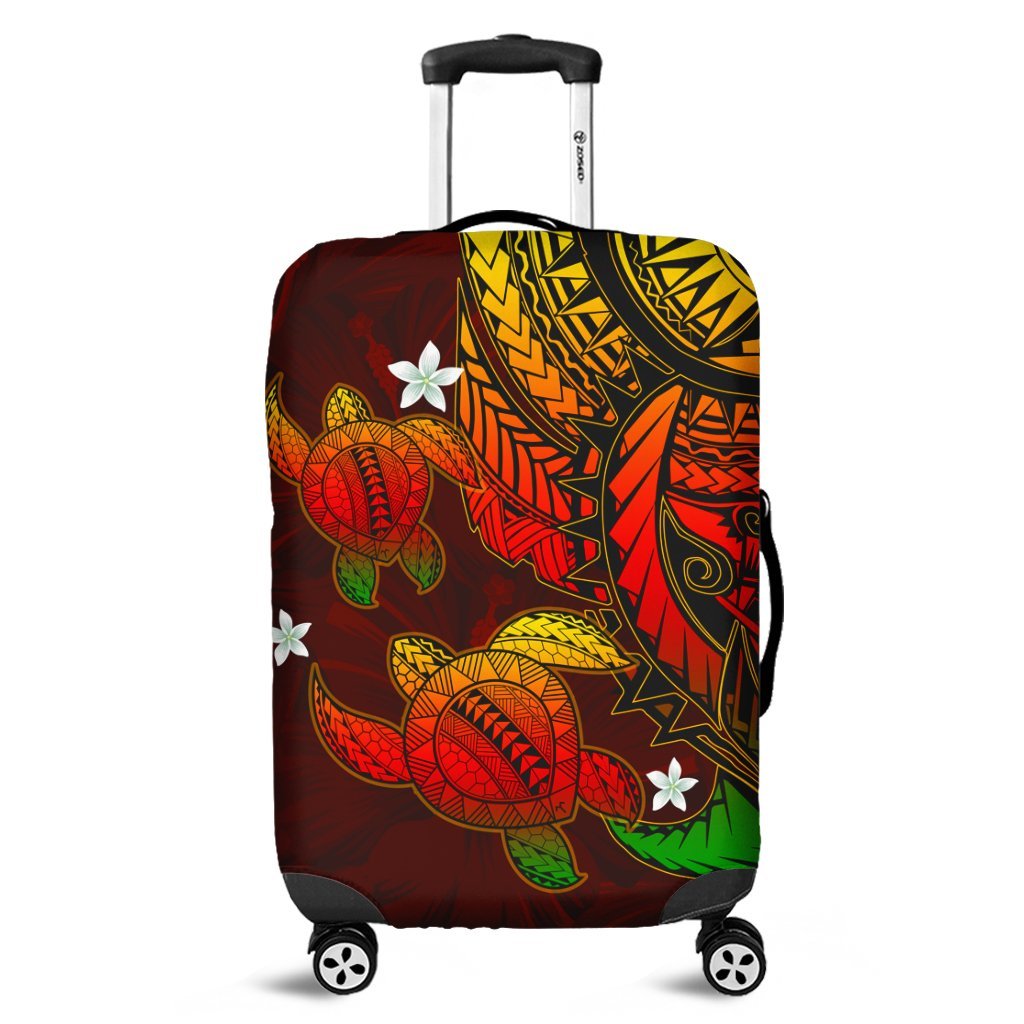 Hawaii Polynesian Turtle Hibiscus Luggage Covers - Color Flag - AH Black - Polynesian Pride
