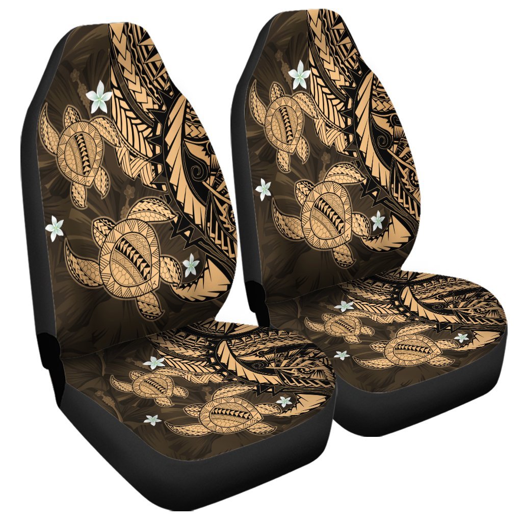 Hawaii Polynesian Turtle Hibiscus Car Seat Covers - Gold - AH Universal Fit Black - Polynesian Pride