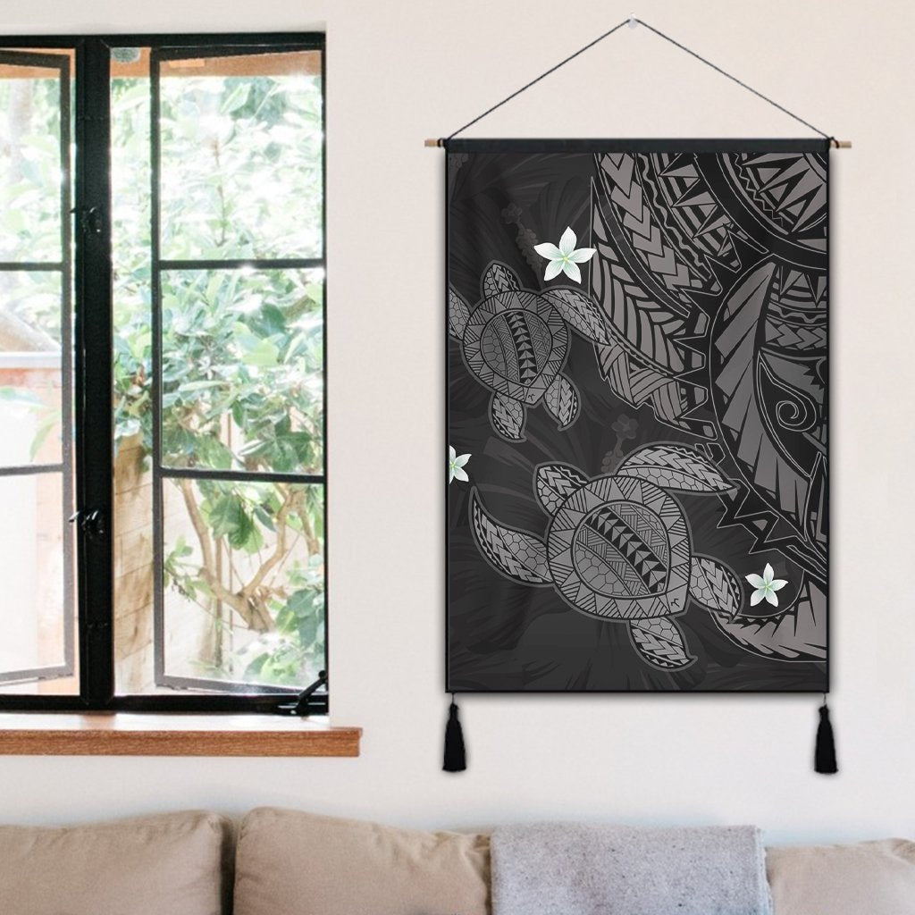 Hawaii Polynesian Turtle Hibiscus Hanging Poster - Gray - AH - Polynesian Pride