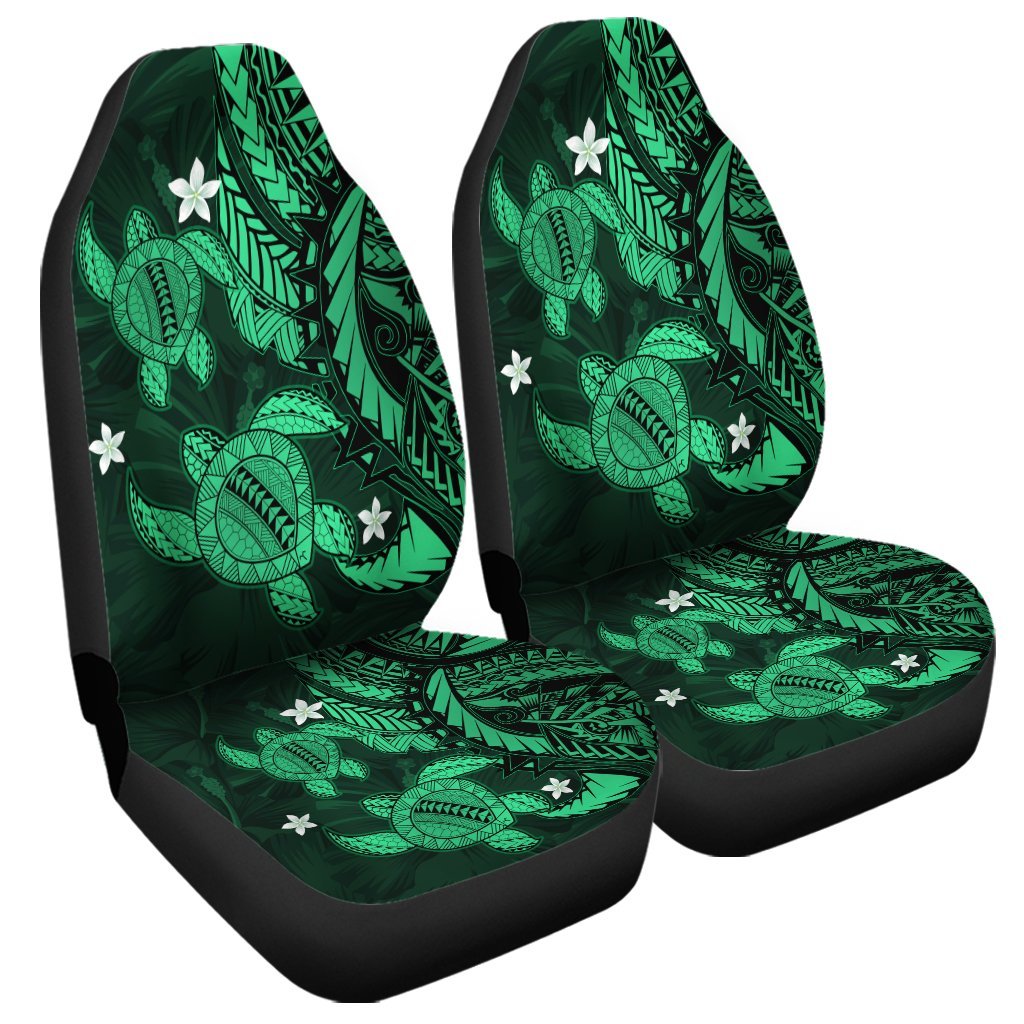 Hawaii Polynesian Turtle Hibiscus Car Seat Covers - Green - AH Universal Fit Black - Polynesian Pride