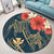 Hawaii Polynesian Turtle Hibiscus Round Carpet - Nolan Style - AH - Polynesian Pride