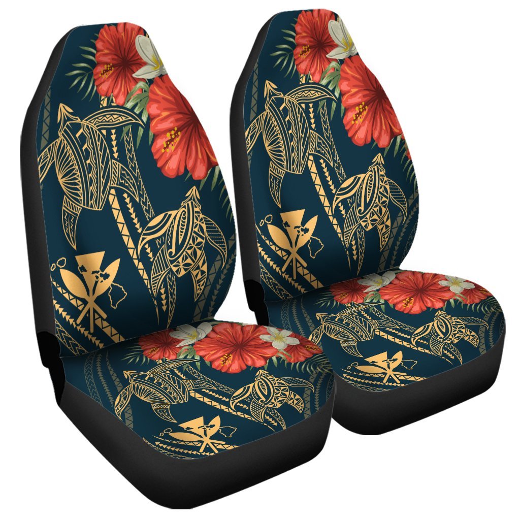 Hawaii Polynesian Turtle Hibiscus Car Seat Covers - Nolan Style - AH Universal Fit Black - Polynesian Pride