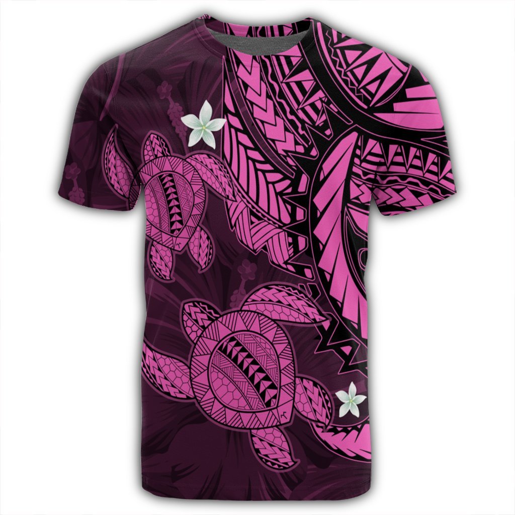 Hawaii Polynesian Turtle Hibiscus T Shirt Pink - Polynesian Pride