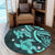 Hawaii Polynesian Turtle Hibiscus Round Carpet - Turquoise - AH - Polynesian Pride