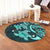 Hawaii Polynesian Turtle Hibiscus Round Carpet - Turquoise - AH - Polynesian Pride