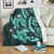 Hawaii Polynesian Turtle Hibiscus Premium Blankets - Turquoise - AH White - Polynesian Pride