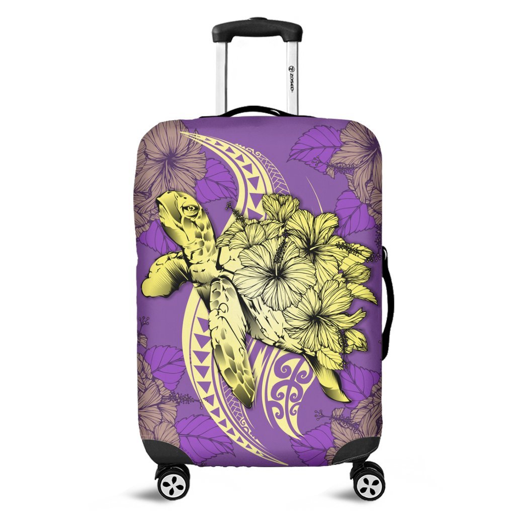 Hawaii Polynesian Turtle Hibiscus Luggage Covers - Yellow - AH Black - Polynesian Pride